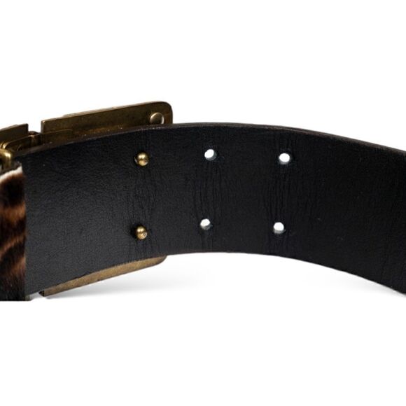 LANVIN Calf Hair Waist Belt with Antique Gold and Crystal Buckle |Size: Small| main image 11